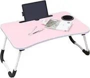 Provecta Laptop Bed Table,Foldable Portable Lap Standing Desk with Cup Slot Notebook Stand,Laptop Stand for Bed, Foldable Table Bed, Laptop Table for Bed, Sofa, Terrace, Balcony, Garden(Pink)