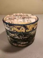 St James Collection Dritz 6 Inch Diam Cloth Covered Inside / Outside Sewing Box