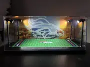 Denver Broncos Custom 2 Mini Helmet display case with LED lights