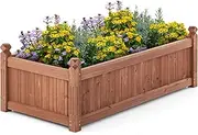 Costway Wood Raised Garden Bed, 111 x 59 x 40 CM Rectangular Planter Box w/Drainage Holes for Growing Vegetables, Flowers, Herbs, Fruits, Easy Assembly, Outdoor Planting Bed for Backyard, Garden, Lawn