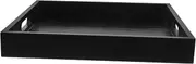 BESTOYARD Elegant Black Serving Tray with Handle Suitable for Tea Food and Decor Wooden Material