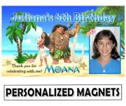 12 MOANA BIRTHDAY PARTY FAVORS PHOTO MAGNETS ~ PERSONALIZED