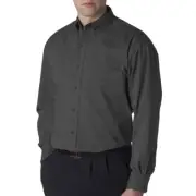 New Bill Blass Men's Wrinkle-Free Button-Down Collar Dress Shirt Charcoal Size M