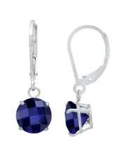MaxColor Silver 4.50 ct. tw. Lab-Grown Blue Sapphire Dangle Earrings