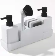 Kitchen Soap Dispenser with Sponge Holder Set for Sink Caddy, Hand Soap and Dish
