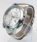 NEW Burberry BU9357 Nova 42mm Chronograph Silver Dial Leather Strap Men's Watch