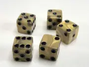 5ct 12mm Dice Gold W Black Dots Square Corner 6 side RPG Game MTG D6 Set