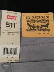 New Levi's 511 Slim Boys pants Gray size 16Reg W28 L28 NWT Super Soft