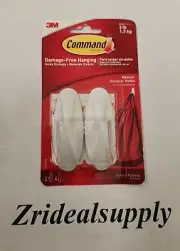Command Medium Designer Hooks, White, 2 Hooks, Organize Wall Hanging