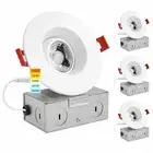 Luxrite 3 Inch Gimbal LED Recessed Light with J-Box 8W 5 Color Selectable 4-Pack