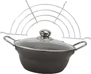 iplusmile 1Set Tempura Frying Pot with Non Stick Coating and Oil Drainer Rack Japanese Style Deep Fryer for Home Cooking Easy to Clean
