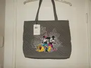 Disney Vera Bradley Mickey Minnie & Friends Piccadilly Paisley Gray Tote Bag