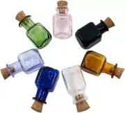 2ml Mini Rectangle Glass Color Bottles With Cork Colored Glass Bottles with Cork