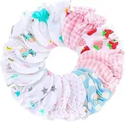 [Minkissy] 8Pcs Scratch Cotton Mittens for Newborns Soft No Scratch Hand Protectors for Preventing Scratches Face Randomly Selected Designs