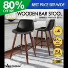 ALFORDSON 4x Wooden Bar Stools Noah Kitchen Dining Chair Vintage Retro Black
