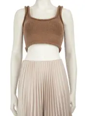 Brown Wool Chunky Knit Crop Top