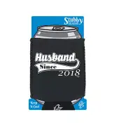 Husband Since 2018 - Novelty Funny Gift Stubby Holder With Base Gifts