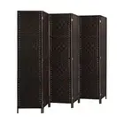 NNEED 6 Panel Room Divider Privacy Screen Brown