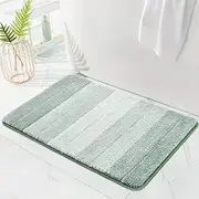 Kmson Ombre Bath Mat Bathroom Rugs, Non Slip Ultra Soft and Water Absorbent Bath Carpet, Machine Washable Quick Dry Bedroom Door Mat Living Room Rug Green 17" x 24"