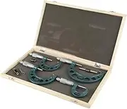 Outside Micrometer, 4PCs 0 to 100mm Cemented Carbide Outside Micrometers Set 0.01mm Precision Vernier Scale Measuring Tool with Storage Case