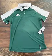 Adidas Womans Green and White Climalite Coaches Polo. Large. . Keeps You Dry.NWT