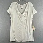Pink Lotus Womens L Soft Top Cowl Neck Short Sleeve Cotton Modal Blend White NWT