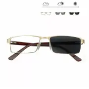 Mens Photochromic Reading Glasses Metal Transition Readers Business 1.00~4.00 A