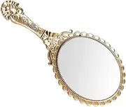 minkissy Hand Held Mirror by Portable Small Retro Makeup Mirror for Travel True Reflection Elegant Design