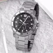 Casio Silver Black Metal Band Men Watch Diver Look Original New MTP-VD300D-1E