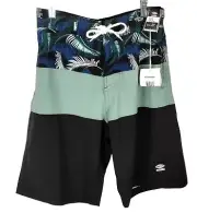 AXESEA Men's Surf Swim Trunks Quick Dry Tropical Swim Shorts Pockets Size 30 W