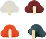 4Pcs Cloud Adhesive Hooks, Cute Wall Hangers Without Nails, Colorful Sticky Hooks for Girls Bedroom, Hanging Coat Key Bag Hat Bathroom Robe Towel (4 Colors)