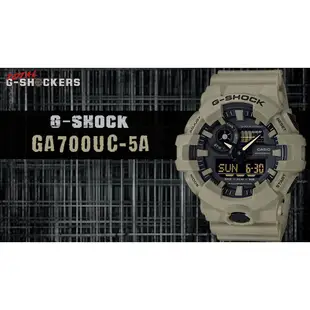 CASIO G-SHOCK 軍用手錶/賽車錶/運動錶/學生錶/機能手錶/絕對強悍電子錶 橄欖綠色GA700UC正品保證