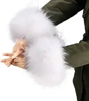 [couduan] 1 Pairs Soft Faux Fur Wrist Band Ring Cuffs Warmer For Women,Wrist Cuffs Wrist Warmers For Women(13 * 28cm-White), white, One Size