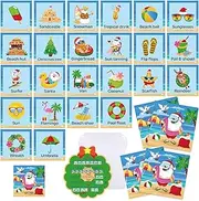 Containlol 48 Pcs Beach Christmas Memory Matching Games Hawaiian Christmas Matching Cards Holiday Memory Game Cards for Tropical Xmas Party Favors Supplies