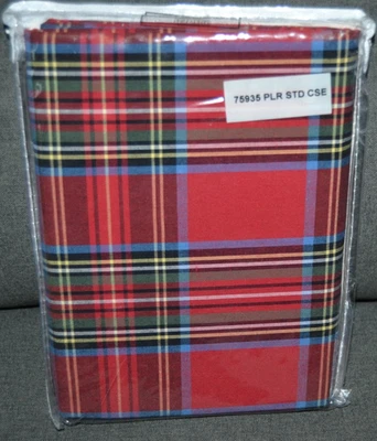 VERMONT COUNTRY STORE Standard Pillowcases TARTAN PERCALE Set of 2 RED PLAID NIP