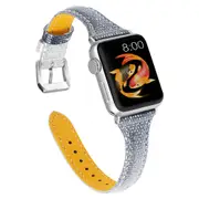 Woman Leather Gradient Color Bands, Replacement Strap Wristband Compatible with Apple Watch Series 5/4/3/2/1 (SILVERGRADUALLYBLACK, 38/40mm)