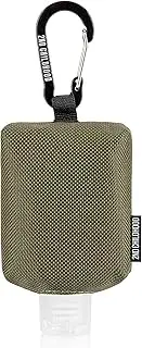 Travel Size Bottle Case, Hand Sanitizer Holder Carrier Bag - Portable Mini Waist Bag for Liquid Storage - Clip On Belt Loop, Backpack and Purse - Includes Empty Flip Cap 2 oz. Reusable Bottle, Olive