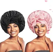 Yuragim Silk Bonnet Sleep Cap for Women, Pack of 2, Silk Bonnet Sleep Cap, Sleep Cap, Hair Protect for the Night, Curls Satin Bonnet Silk for Long Hair, Gift for Her Women Wife Girlfriend