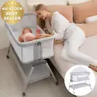 Baby Bassinet Co Sleeper 3-in-1 Bedside Crib w/ Mattress Mosquito Net Gray
