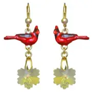 KIRKS FOLLY CARDINAL SNOWFLAKE LEVER BACK EARRINGS IN GOLD TONE
