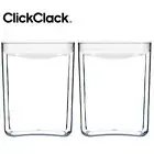 2 X CLICKCLACK 3.3L PANTRY CUBE CONTAINER W/ LID WHITE 3300ML AIR TIGHT