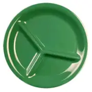 Thunder Group CR710GR 10-1/4" Green 3 Compartment Melamine Plate - 1 Doz