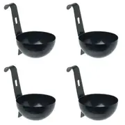 4x Cuisena Non-Stick Egg Poacher Kitchen Cooking Utensil Cooker Cup w/Hook Black
