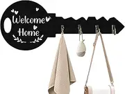 Key Holder Wall Mount | Wooden Key Rack for Wall | Vintage Home Decor, Space-Saving Storage Rack for Coat Jacket Scarf Backpack Hat Towel