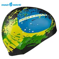 在飛比找PChome24h購物優惠-俄羅斯MADWAVE成人矽膠泳帽 BRAZIL