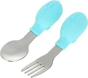 TOYANDONA Tableware for Toddlers 2pcs Stainless Steel Spoon Fork Set for Easy Feeding