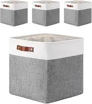 25|28|30|33cm Fabric Storage Boxes, Set of 4 Storage Cubes(Grey White,28cm)