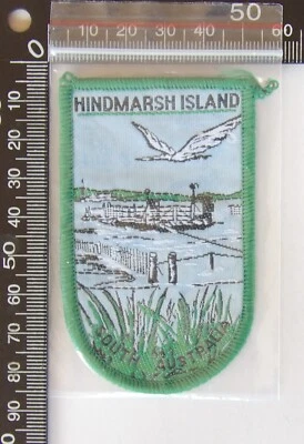 VINTAGE HINDMARSH ISLAND SOUTH AUSTRALIA SOUVENIR PATCH WOVEN CLOTH SEW-ON BADGE