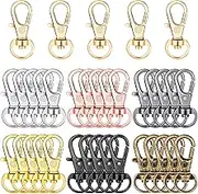 35 Pieces Swivel Clasps Lanyard Snap Hooks Swivel Snap Hooks Metal Keychain Clip Hooks Lobster Claw Clasps for Keychain Key Ring Crafts (White K, Gold, KC Gold, Rose, Bronze, Black, Deep Black)