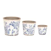3pc Ceramic Tall Pot Plant/Flower Herbs Container Home/Garden Yard Decor Blue